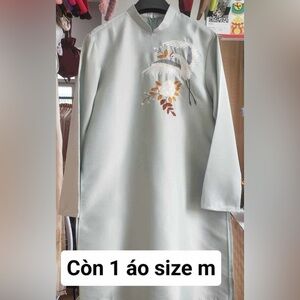 ao dai gam nam thêu men, Vietnamese men’s modern contemporary long dress top m